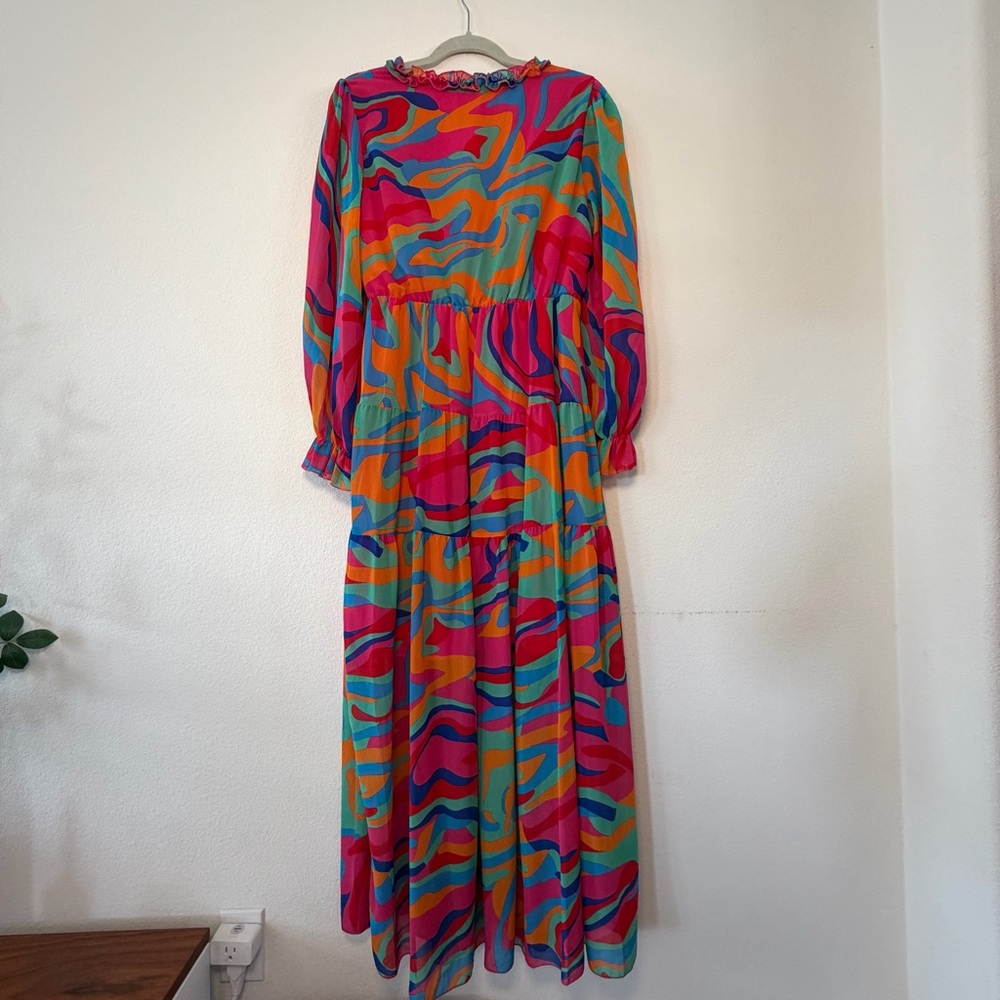 Colorful Long Sleeve Maxi Dress - Picture 4 of 4